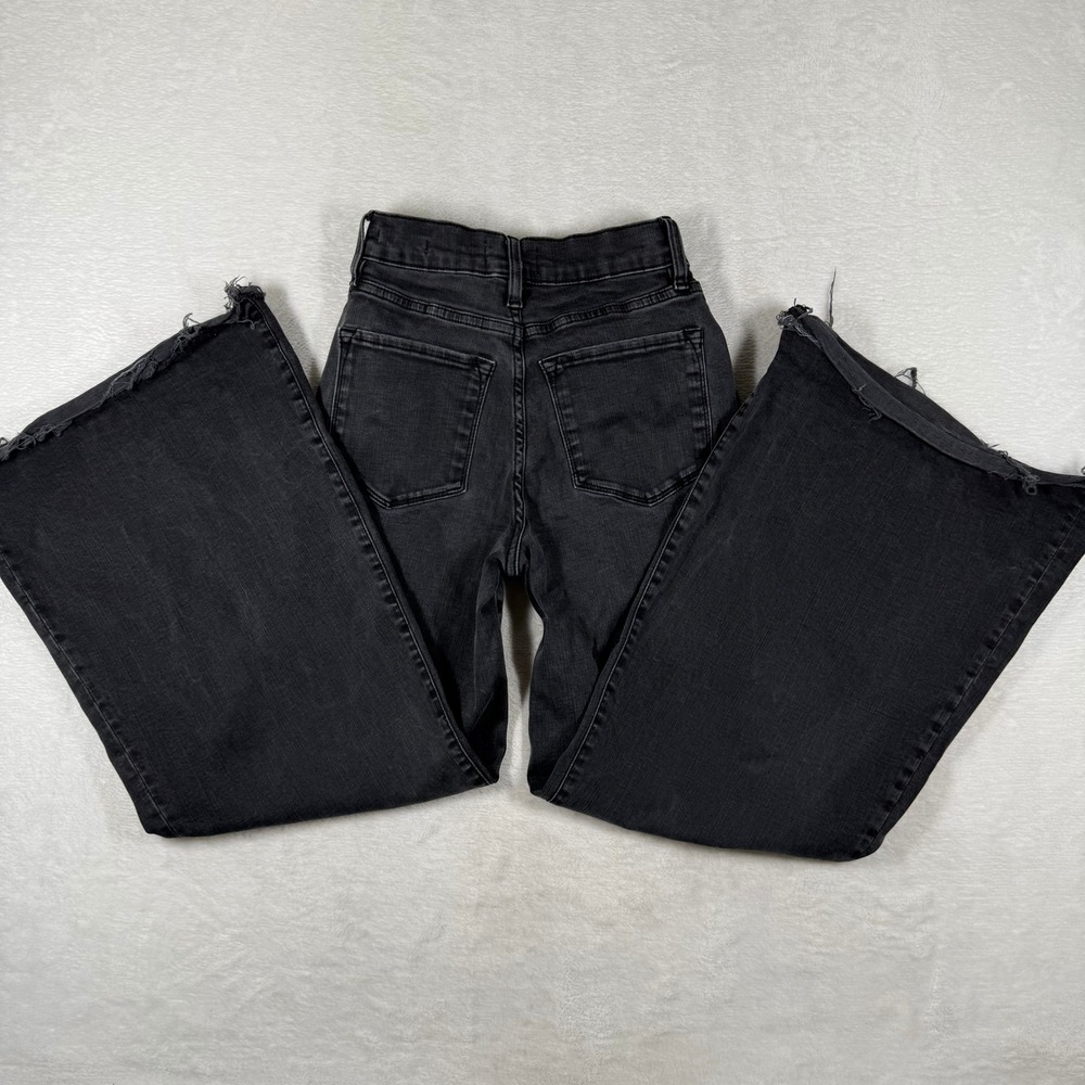 FRAME Le Palazzo Crop Jeans Kerry Washed Black High Rise Wide Leg 24 LPPCRA208